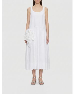 Simone Rocha Multilayer Cotton Tulle Midi Dress With Flower - White