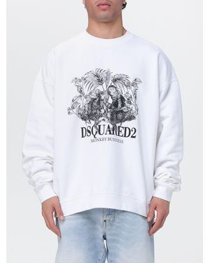 DSquared² Printed Cotton Crew Neck Sweatshirt - White