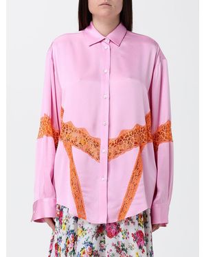 MSGM Satin- Und Spitzenhemd - Pink