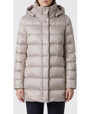 Moorer Delia Knee-Length Quilted Nylon Down Jacket With Detachable Hood - Gray