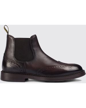 Doucal's Leather Beatles Ankle Boots With Brogue Detail - White