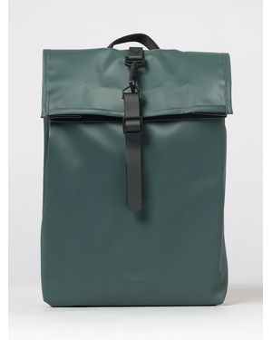 Rains Rolltop Rucksack Water-Repellent Backpack With Adjustable Shoulder Straps - Green