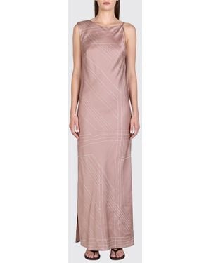 Alysi Printed Silk Long Dress - Pink