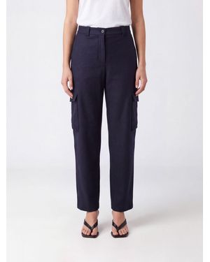 Pinko Straight-Fit Wool Blend Mid-Rise Cargo Pants - Blue
