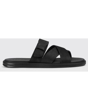 Doucal's Grained Leather Sandals - Black