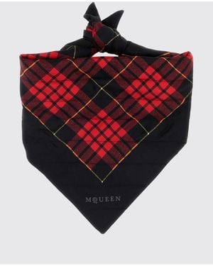 McQueen Tartan Motif Silk Scarf - Red