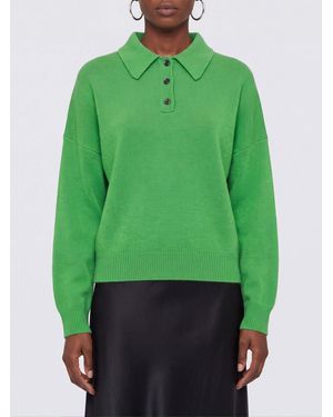 Lisa Yang Relaxed Fit Pure Cashmere Long-Sleeved Knit Polo - Green