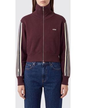 Autry Sudadera Slim Fit De Jersey Técnico Con Cremallera Y Cuello Alto - Rojo