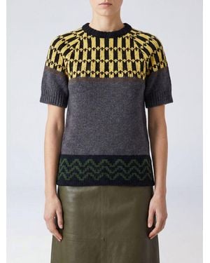 Marni Jersey De Cuello Redondo De Corte Slim En Lana Con Motivo Jacquard Abstracto - Gris