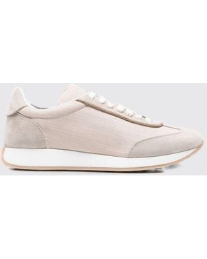 Fabiana Filippi Bi-Colour Low Top Canvas And Suede Trainers - Natural