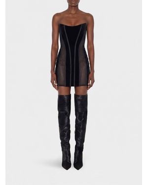 Elisabetta Franchi Off-The-Shoulder Crêpe Bustier Mini Dress - Black