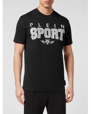 Philipp Plein Slim Fit Cotton T-Shirt With Contrast Printed Logo - Black
