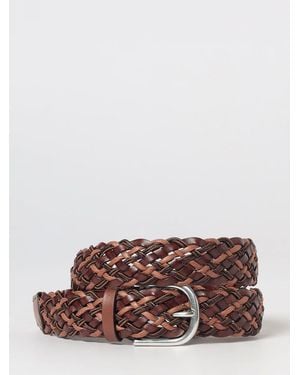 Paul Smith Bicolor Braided Leather And Cotton Belt With Pin Buckle - Brown
