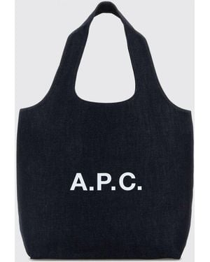 A.P.C. Bolso Tote Ninon De En Denim De Algodón Con Doble Asa Y Logo Estampado - Azul