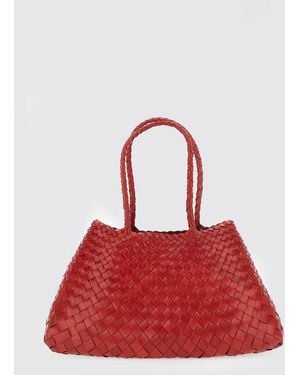 Dragon Diffusion Santa Croce Schultertasche Aus Geflochtenem Leder Mit Doppeltem Griff Von - Rot