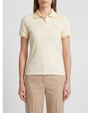 Sporty & Rich Sporty &Amp Rich Striped Cotton Polo Shirt With Embroidered Logo - Natural