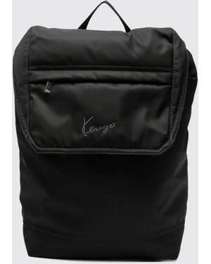 KENZO Signature Nylon-Rucksack Mit Gesticktem Logo Und Kordelzugverschluss - Schwarz