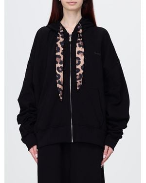 DISCLAIMER Sudadera Oversize De Algodón Con Cremallera, Capucha Y Estampado Animal - Negro