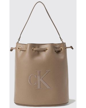 Calvin Klein Synthetic Leather Bucket Bag - Natural