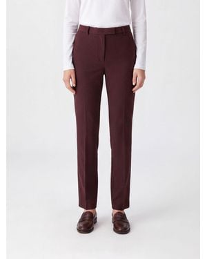 Max Mara Skinny Fit Stretch Cotton-Blend Pants With Mid-Rise Waist - Purple