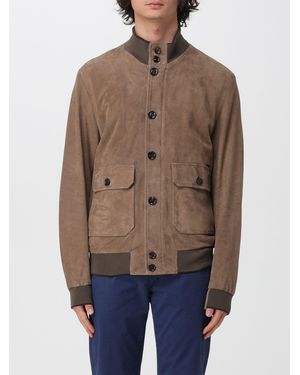 Moorer Carlos-Ur Suede Bomber Jacket - Blue
