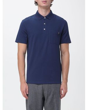 Valentino Garavani Metal Logo Appliqué Cotton Piqué Polo Shirt - Blue