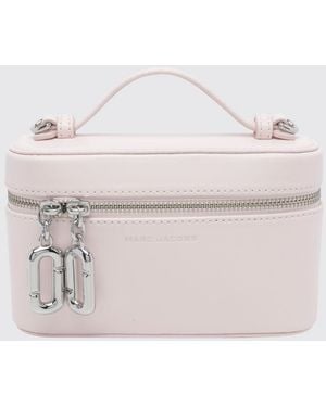 Marc Jacobs The Vanity Leather Handbag With Crossbody Strap And Logo Charm - Natural