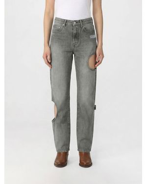 Off-White c/o Virgil Abloh Hole Baggy Cut-Out Denim Jeans - Gray