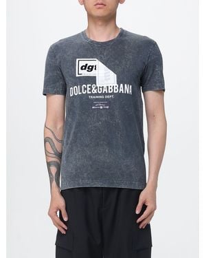 Dolce & Gabbana Dolce &Amp Gabbana Cotton T-Shirt With Logo - Grey