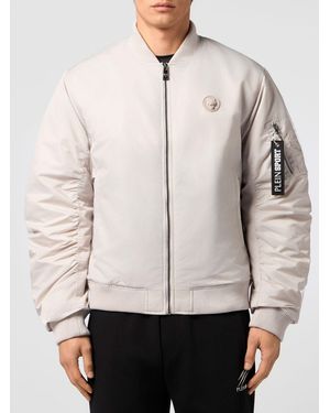 Philipp Plein Nylon Bomber Jacket - Natural