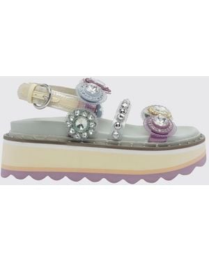 Kurt Geiger Slingback Platform Sandals With Rhinestone Application - White