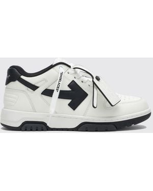 Off-White c/o Virgil Abloh Out Of Office Low-Top Calfskin Trainers With Perforated Toe - White
