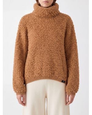 Elisabetta Franchi Relaxed-Fit-Rollkragenpullover Aus Wollmischung Mit Überschnittenen Schultern - Braun