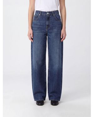 7 For All Mankind High-Waisted Wide-Leg Cotton Denim Jeans - Blue