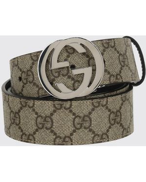 Gucci Reversible Coated Gg Supreme Fabric Belt - Brown