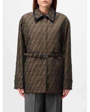 Fendi Canvas Jacket With All-Over Monogram - Black