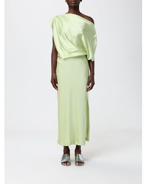 Hanita Satin Draped Dress - Green