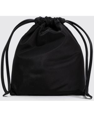 Twinset Satin Mini Bucket Bag With Crystals And Drawstring - Black