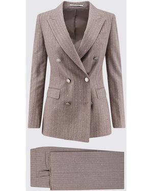 Tagliatore Traje De Chaqueta Cruzado De Raya Diplomática En Mezcla De Lana Virgen Y Alpaca - Gris