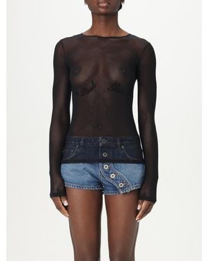 Jean Paul Gaultier Top Trasparente Con Logo - Blu