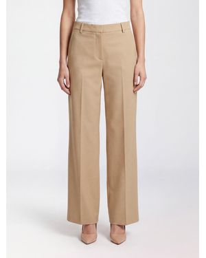 PT Torino Wide-Leg Cotton Trousers With Concealed Closure - Natural