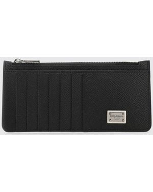 Dolce & Gabbana Dolce &Amp Gabbana Grain Leather Credit Card Holder - Gray