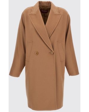 Max Mara Estremo Double-Breasted Virgin Wool Coat With Peak Lapels - Brown
