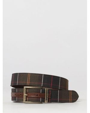 Barbour Reversible Smooth Leather And Tartan Fabric Belt With Buckle - Brown