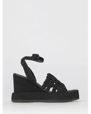 Paloma Barceló Woven Suede Wedge Sandals - Black