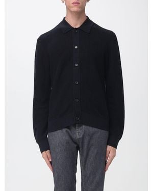 BOSS Wool And Cotton Blend Cardigan With Dropped Shoulders And Button Closure - Blue