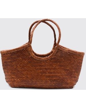 Dragon Diffusion Nantucket Woven Shoulder Bag With Braided Handles - Brown