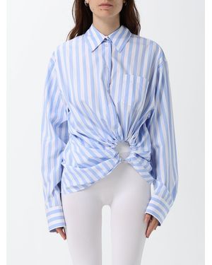 Sportmax Relaxed Fit Striped Cotton Shirt With An Asymmetrical Hem - Blue