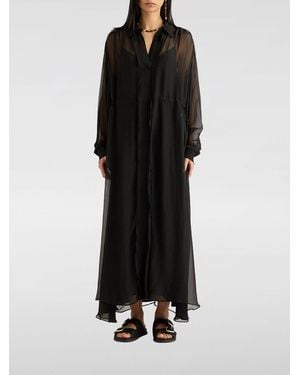 Momoní Momon&Igrave Silk Blend Chemisier Dress - Black
