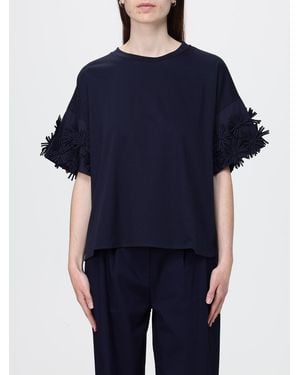 MEIMEIJ Cotton T-Shirts With Flowers - Blue